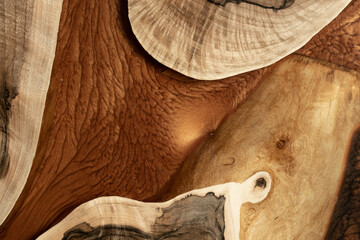 Expensive vintage furniture. The table is covered with epoxy resin and varnished. Luxury quality...