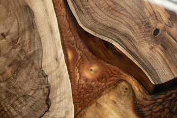 Expensive vintage furniture. The table is covered with epoxy resin and varnished. Luxury quality...