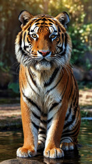 Fototapeta premium white bengal tiger in zoo