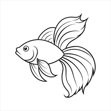 recommend clip art: Betta fish line art illustration vector