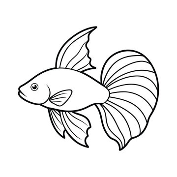 recommend clip art: Betta fish line art illustration vector