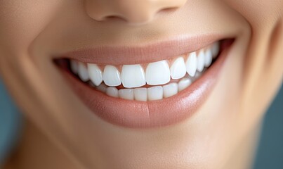 Fototapeta premium Radiant Reflection: A Beautiful Woman's Smile in Artistic Detail