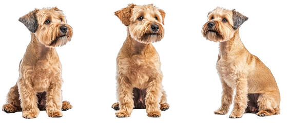 Obraz premium Collection of three dogs happy Soft Coated Wheaten Terriers set isolated on white background