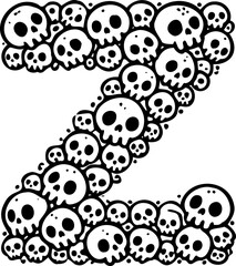 Skull motifs letter Z