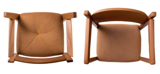 top view group of brown leather armchair isolated on white background