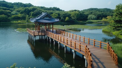 Naklejka premium Dongtan Lake Park located in Hwaseong-si, Gyeonggi-do
