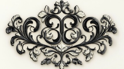 Sophisticated and Personalized of an Elegant Monogram with Ornate Black Thread Embroidered Borders Intricate Decorative Designs and a Luxurious Vintage Inspired Aesthetic