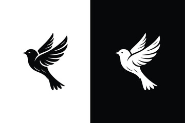 Bird icon silhouette. Vector elements for design. Bird silhouette isolated on white black background.