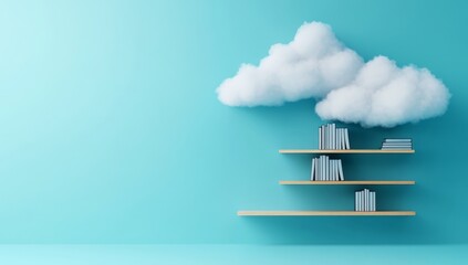 3D Cloud Bookshelves Concept