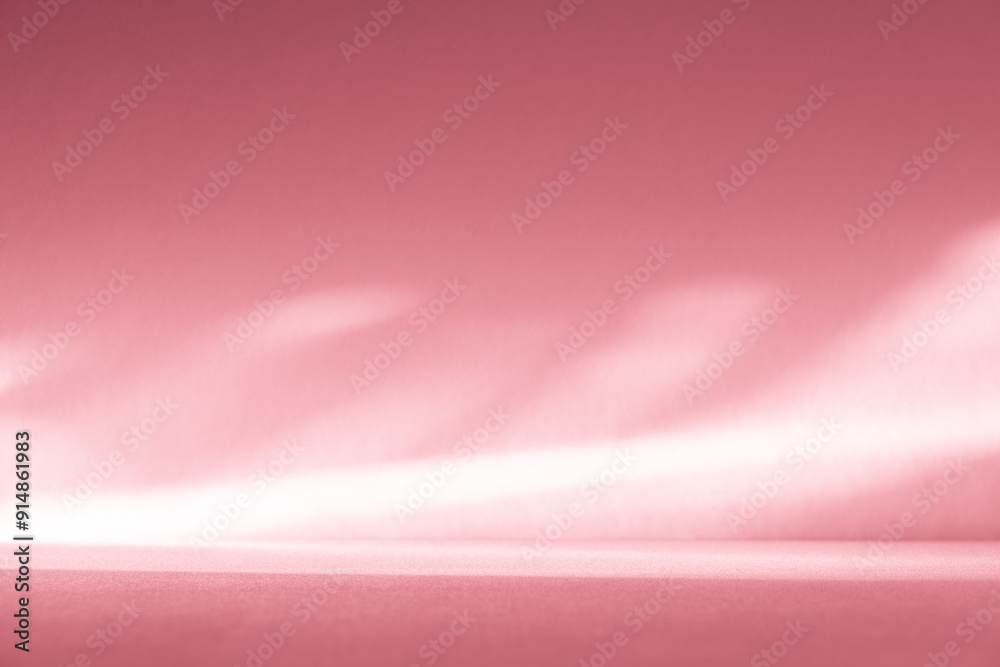 Aufkleber studio style background wall decoration presentation uses white and pink tones. with shadows cast fr