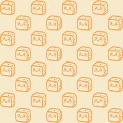 Cute cartoon kawaii pattern on Yellow, orange background. Seamless design for fabric, wallpaper, and children's products.
