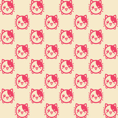 Cute cartoon kawaii pattern on Light yellow, cream background. Seamless design for fabric, wallpaper, and children's products.