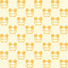 Cute cartoon kawaii pattern on Light yellow, cream background. Seamless design for fabric, wallpaper, and children's products.