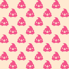 Cute cartoon kawaii pattern on Light yellow, cream background. Seamless design for fabric, wallpaper, and children's products.