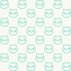 Cute cartoon kawaii pattern on White, grey background. Seamless design for fabric, wallpaper, and children's products.