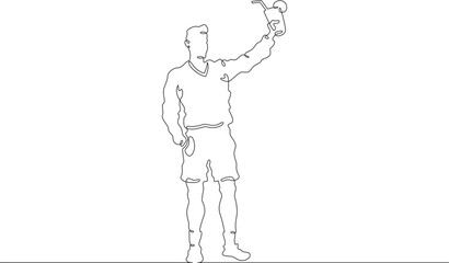 Young woman with a cocktail in hands. Drinking alcohol. Guest holding a glass at a party.One continuous line. Line art. Minimum one line. White background. One line drawing.