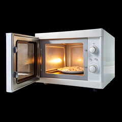 Obraz premium microwave oven with light inside isolated on white background