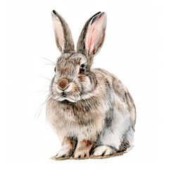 Obraz premium Watercolor painting of a bulky rabbit, on isolated white background