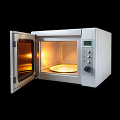 Fototapeta premium microwave oven with light inside isolated on white background