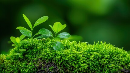 Obraz premium Texture of moss, forest floor, close-up detail Background