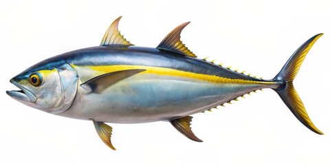Yellow fin tuna isolated on white background , seafood, fish, sashimi, ocean, raw, food, fresh, yellow, isolated