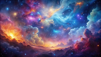 Naklejka premium Vibrant nebula with galaxy cloud in a starry night sky, perfect for astronomy and universe science-themed designs, Nebula