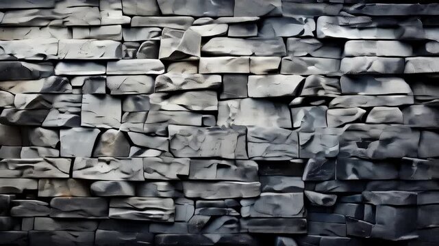 Textured gray stone wall with unique patterns and shapes