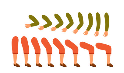 Old woman constructor. Grandmother in casual clothes. Kit for creating cartoons. Pack of legs and hands. Customization of senior character. Flat vector collection