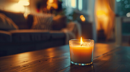 Cozy Evening with Candle on Table