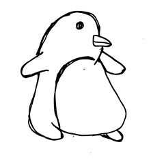 Sketch Doodle of Penguin on white background. Doodle style. Vector illustration