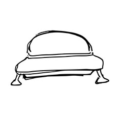 Sketch Doodle of UFO on white background. Doodle style. Vector illustration