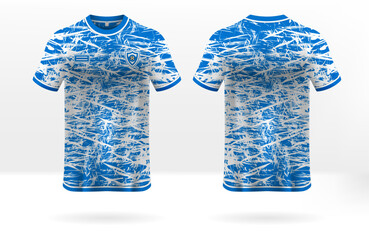 Template design jersey with blue and white grunge style background