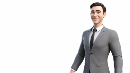 3D Businessman Character with Folded Arms and Confident Smile