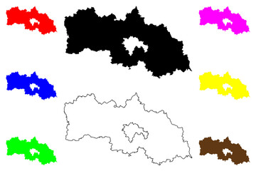 Neustadt an der Waldnaab district (Federal Republic of Germany, rural district Upper Palatinate, Free State of Bavaria) map vector illustration, scribble sketch Neustadt an der Waldnaab map