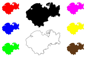 Obraz premium Nordwestmecklenburg district (Federal Republic of Germany, rural district, State of Mecklenburg-Vorpommern, Western Pomerania or West) map vector illustration, scribble sketch Nordwestmecklenburg map
