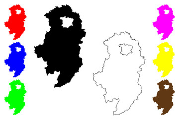 Oberallgau district (Federal Republic of Germany, rural district Swabia, Free State of Bavaria) map vector illustration, scribble sketch Oberallgau map