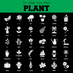 Bold plant icons with solid, monochromatic shapes, ideal for strong, impactful, and straightforward visual communication.