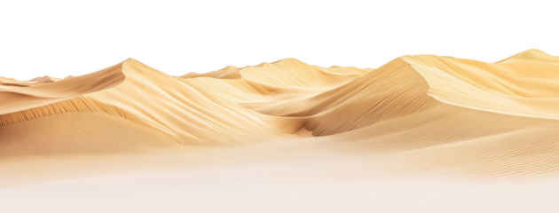 Stunning sand dunes in a desert landscape with transparent png background