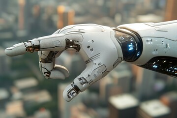 Robotic arm in action precision grasping a mechanical component illustrating the dexterity and control in robotics.