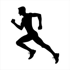 Sprinter athlete running silhouette icon vector illustration design on white background.