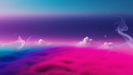 Create a surreal dreamscape with a gradient from violet to magenta."