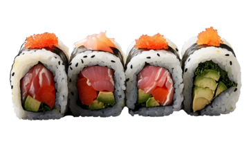 Set Of Maki sushi roll bundles PNG isolated on white and transparent background - Japanese cuisine Sushi rice Rolled Sashimi Wasabi tradition Food Restaurant Menu