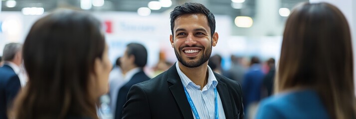 Entrepreneurs at a business networking event exchange ideas on growth and explore new investment opportunities.