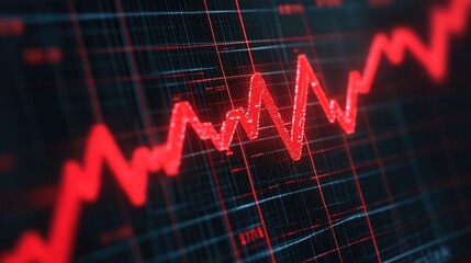 Detailed depicting a market screen with a rapidly declining red line symbolizing a market crash or rapid economic downturn  The graphic represents the financial risk economic uncertainty