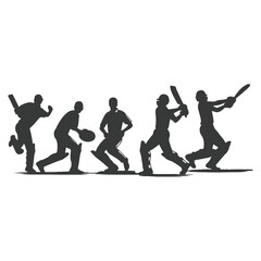 Cricket player, isolated vector silhouette, ink drawing. Cricket logo, Multiple images of a cricket player