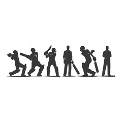 Obraz premium Cricket player, isolated vector silhouette, ink drawing. Cricket logo, Multiple images of a cricket player