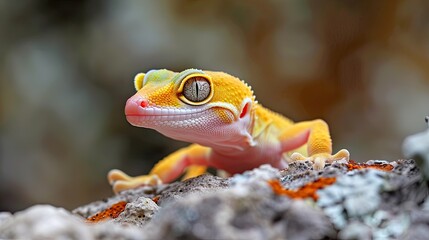 Curious Leopard Gecko on a Rock