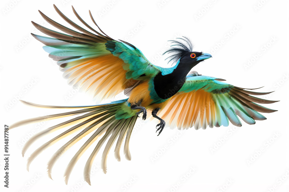 Wall mural Andean motmot bird flying spreading its colorful wings