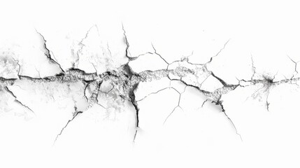 Crack texture lines isolated on white background