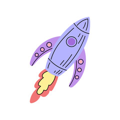 Vector flat school Illustration.  Rocket sketch. Back to School.